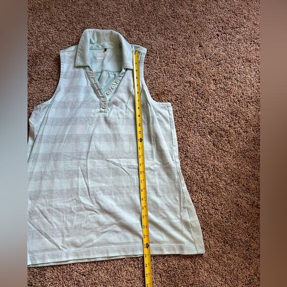 Nike Golf Sport Dri-FIT Aqua Blue Grey Stripe Sleeveless Polo Tank Wonens XL - Picture 4 of 8